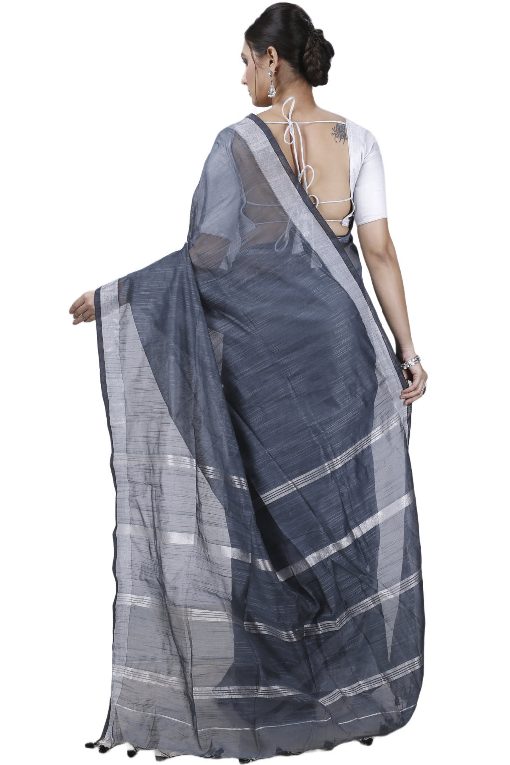 Black Blended Cotton Toshini Hand Loom Saree (1186)